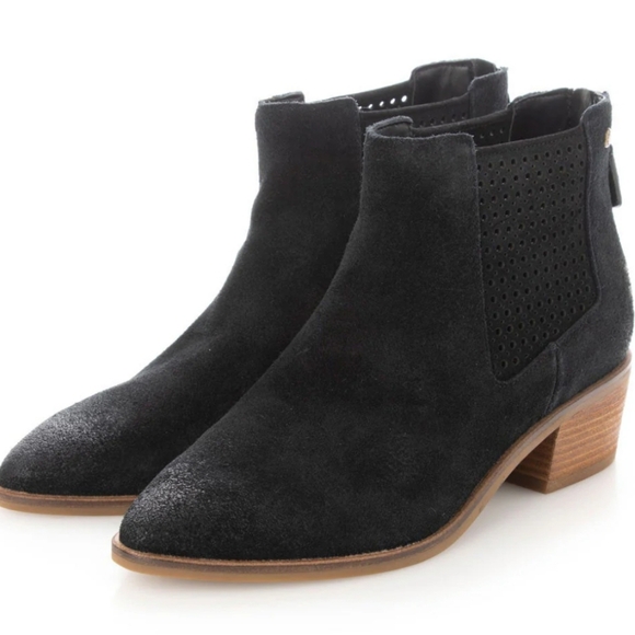 Cole Haan Shoes - Cole Haan Val Bootie Grand Series Black Suede Block Heel Pointed Toe Size 9C NWT